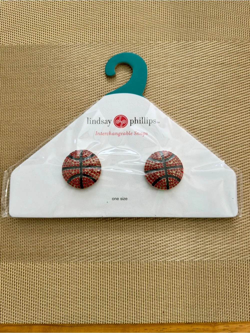 Lindsay Phillips Orange and black Rhinestone Basketball Interchangeable Snaps
